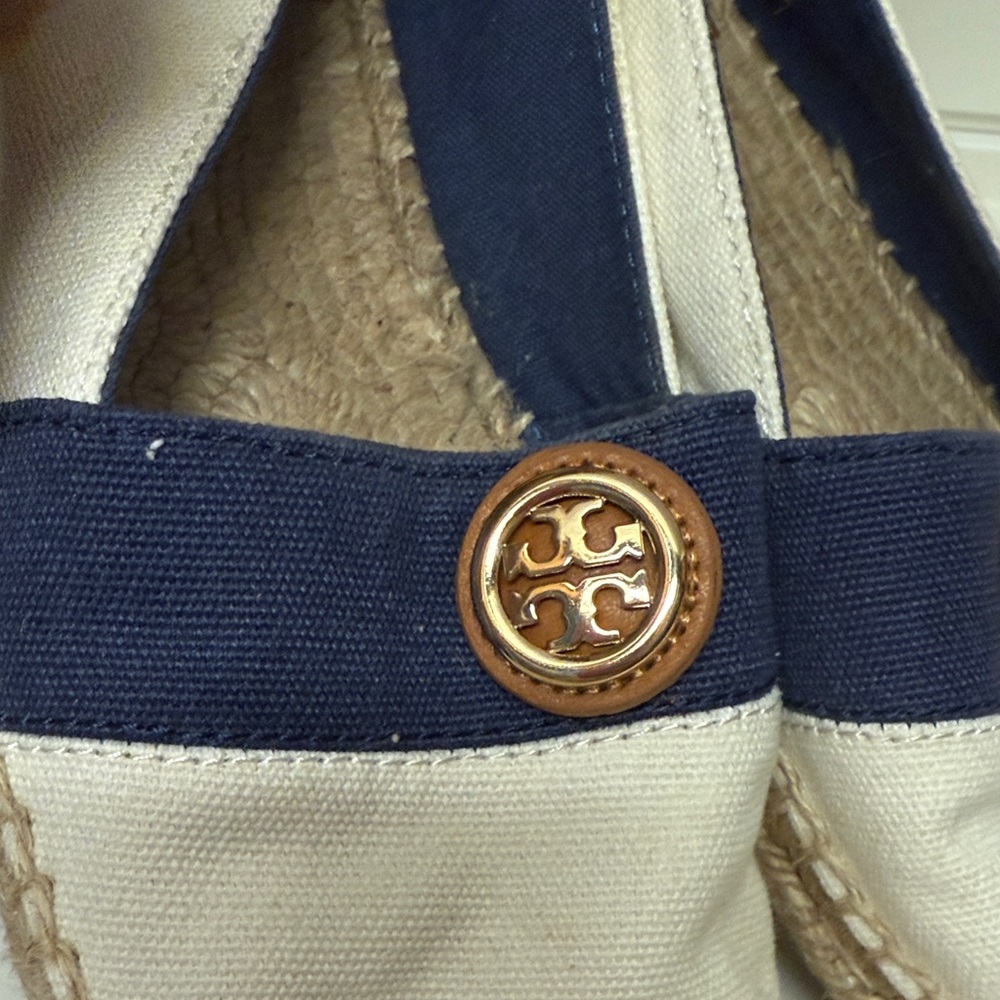 Tory Burch Cream and Navy Espadrilles - Picture 7 of 8